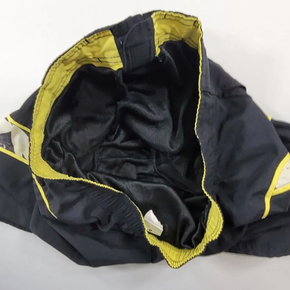 Nike Swim Trunks Mens Large Black Yellow‎ Logo Spellout Swosh